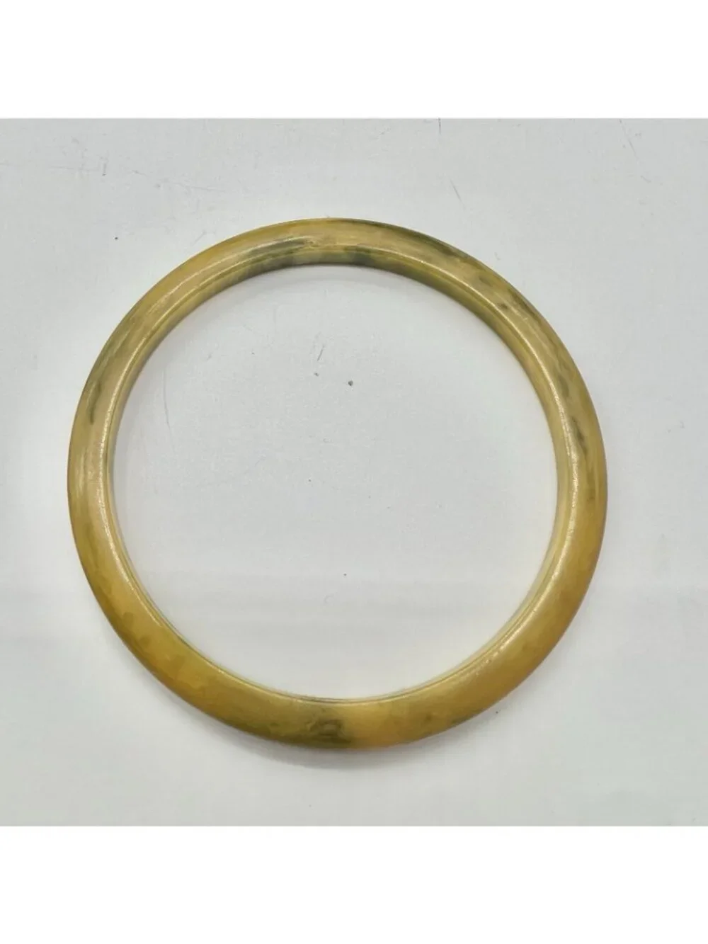 Vintage Bakelite Tested Marbled Yellow Bangle Bracelet 7.75